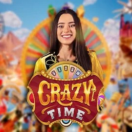 Crazy Time slot logo by Evolution at Davinci Gold CasinoCrazy Time