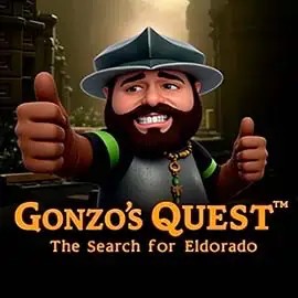 Slots logo of Gonzo's Quest from NetEnt at Davinci Gold Casino