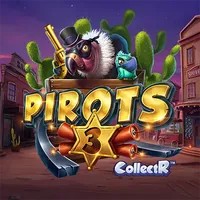 Official Slots logo: Pirots 3 by ELK Studios at Davinci Gold Casino